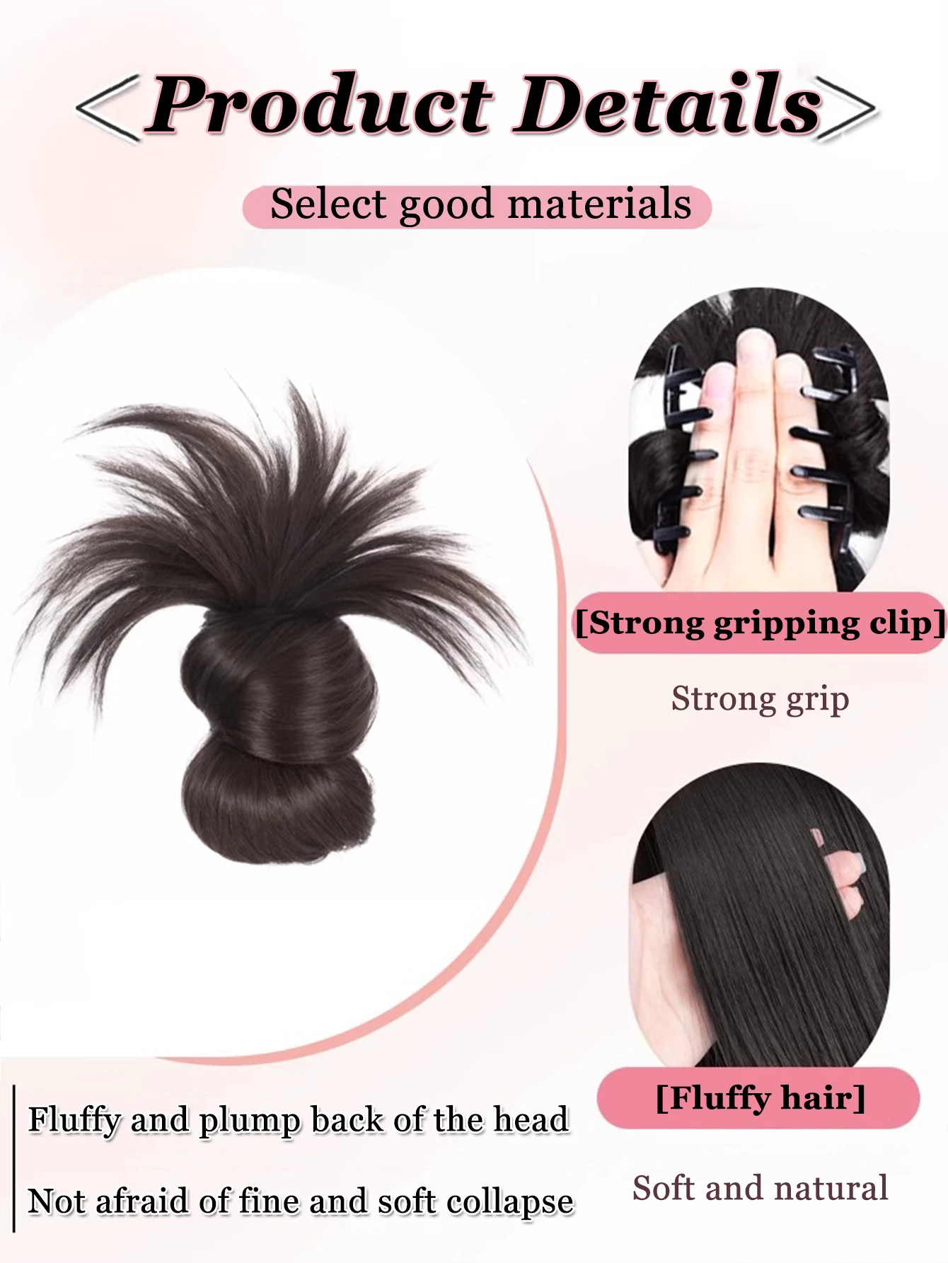 AOSIQUEEN Synthetic Low-tied Chicken Feather Ball Head Claw Clip Bun Lazy Bun Wig Bag Hair Accessories Suitable For Women image 3