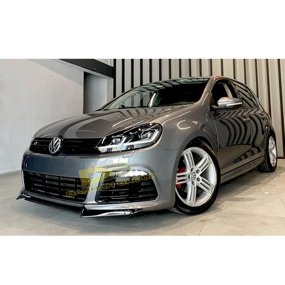 V.W Golf MK6 2008 - 2012 R 3 Pieces Front Bumper Splitter Lip Spoiler Wing Piano Gloss Black Plastic Bodykit Front Extension