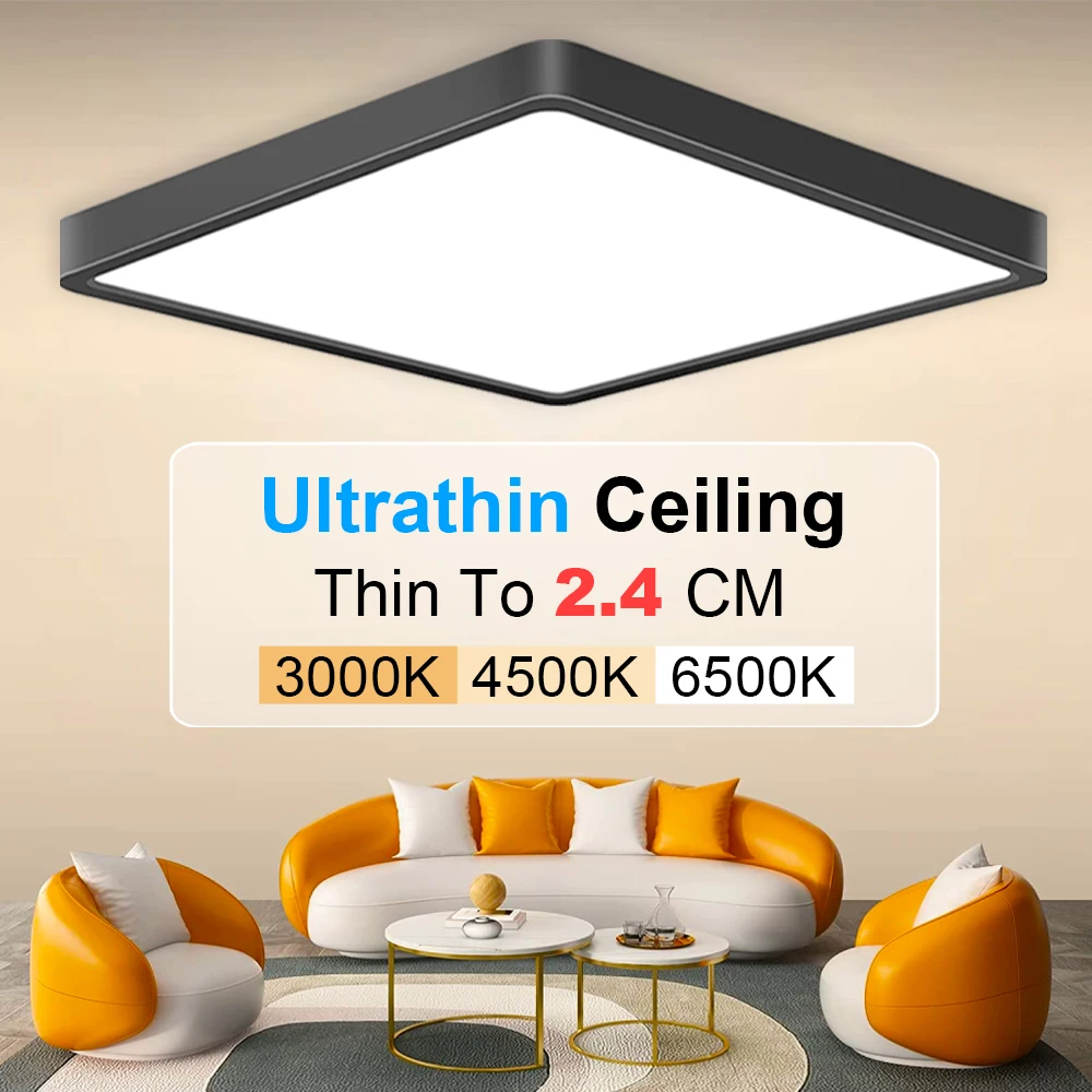 Square LED Ceiling Lamp 0.9inch Ultrathin Ceiling Light 20inch Large Ceiling Lighting For Bedroom Living Room Kitchen Home Light