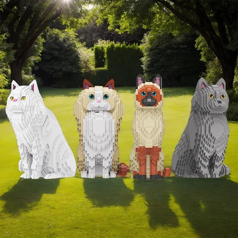 Mirco Deeltje Kat Bouwstenen Speelgoed Persina Kat Ragdoll Kat Siamese Kat Korthaar Blauwe Kat Desktop Ornamenten Kinderen Meisjes Gift - afbeelding 2