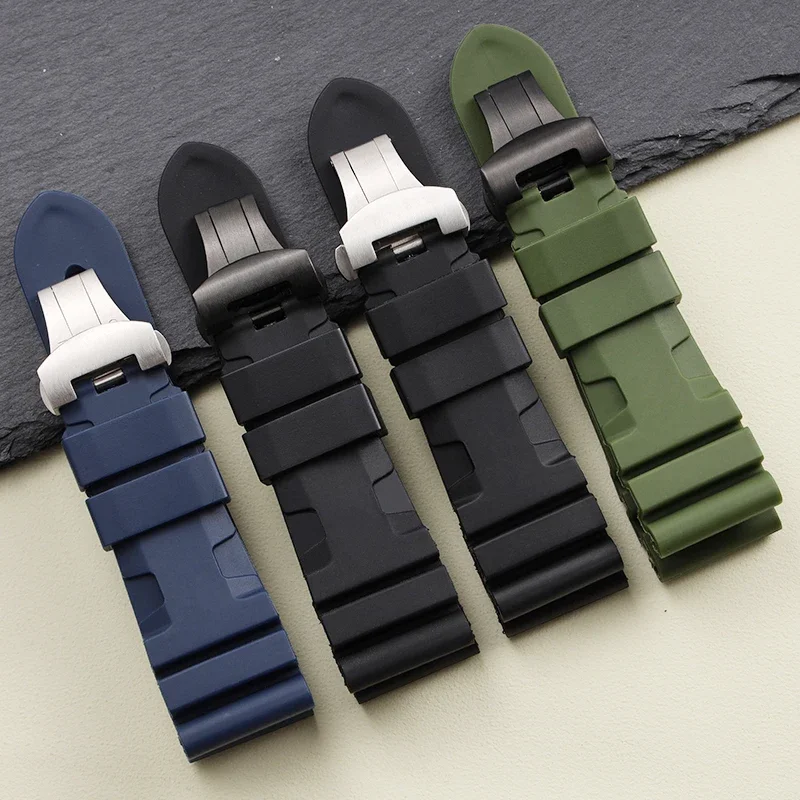 Hochwertiges 24 26mm schwarz blau rot orange Gummi armband für Panerai Silikon wasserdichtes Uhren