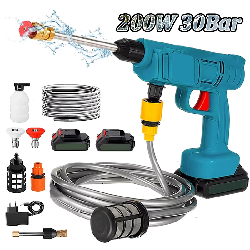 200W 30Bar Cordless High Pressure Car Wash Washer Gun Generator Spray Gun Cleaner Car Washing Machine For Makita 18V Battery