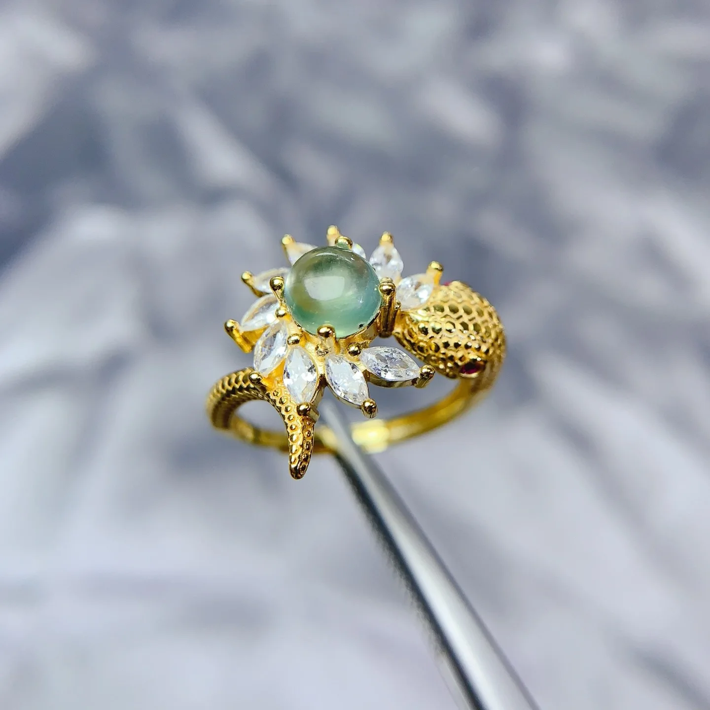 

KJJEAXCMY Boutique Jewelry Girl Natural Grape Stone Gemstone Snake Ring 925 Pure Silver Plated Gold Christmas Gift for Girlfrien