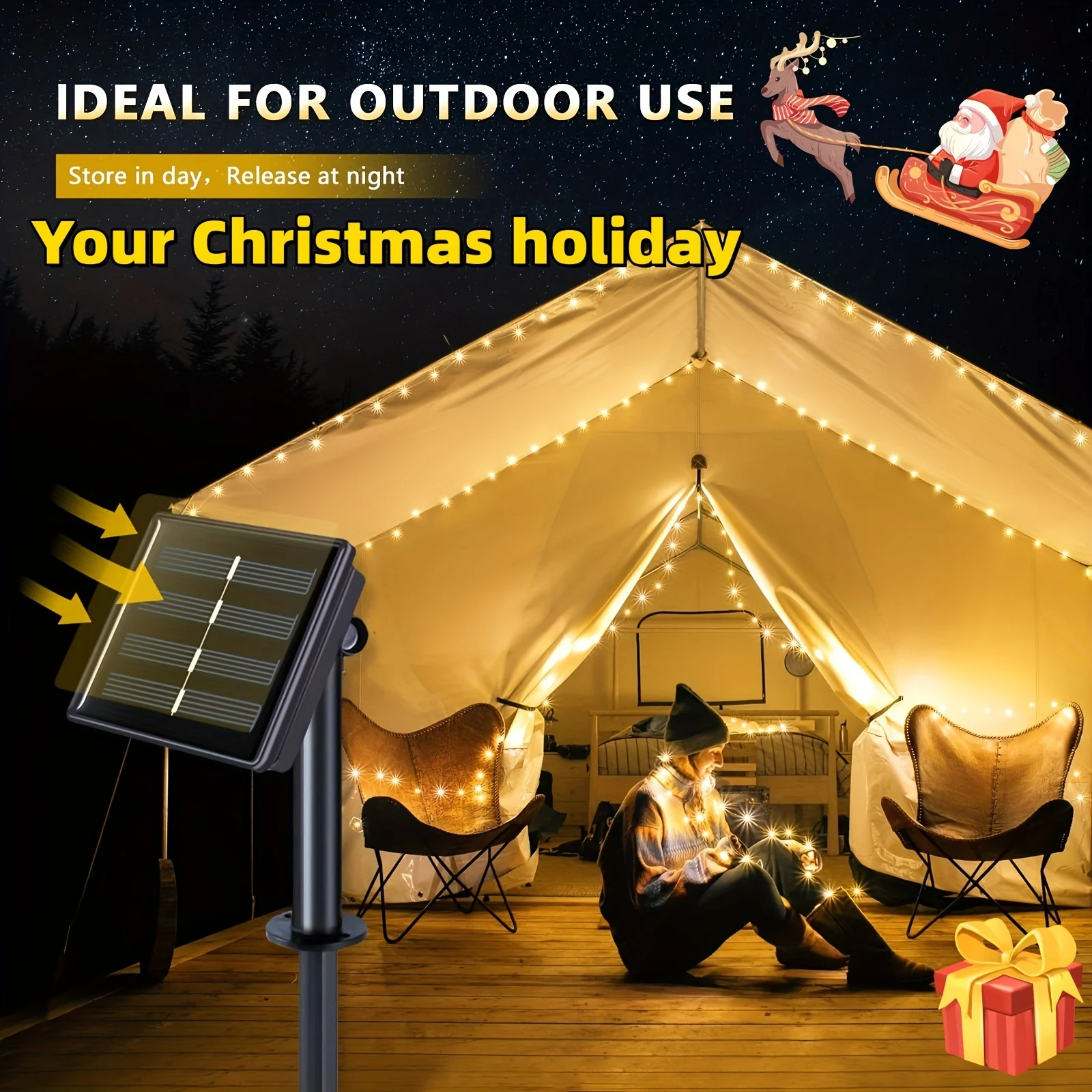 1 Set Of Solar Light String OutdoOr Waterproof 8-mode Copper Wire, Fairy Tale Light, Christmas Light, Used For Outdoor Garden