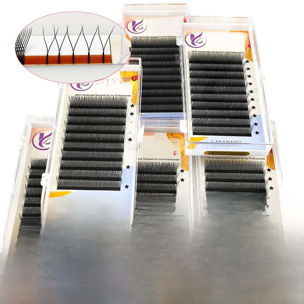 LAKANAKU Cilios YY Extensions de cils 6 plateaux cils 0.07 C D 8-12 mélange YY cils naturel doux préfabriqués Fans Faux Cilios