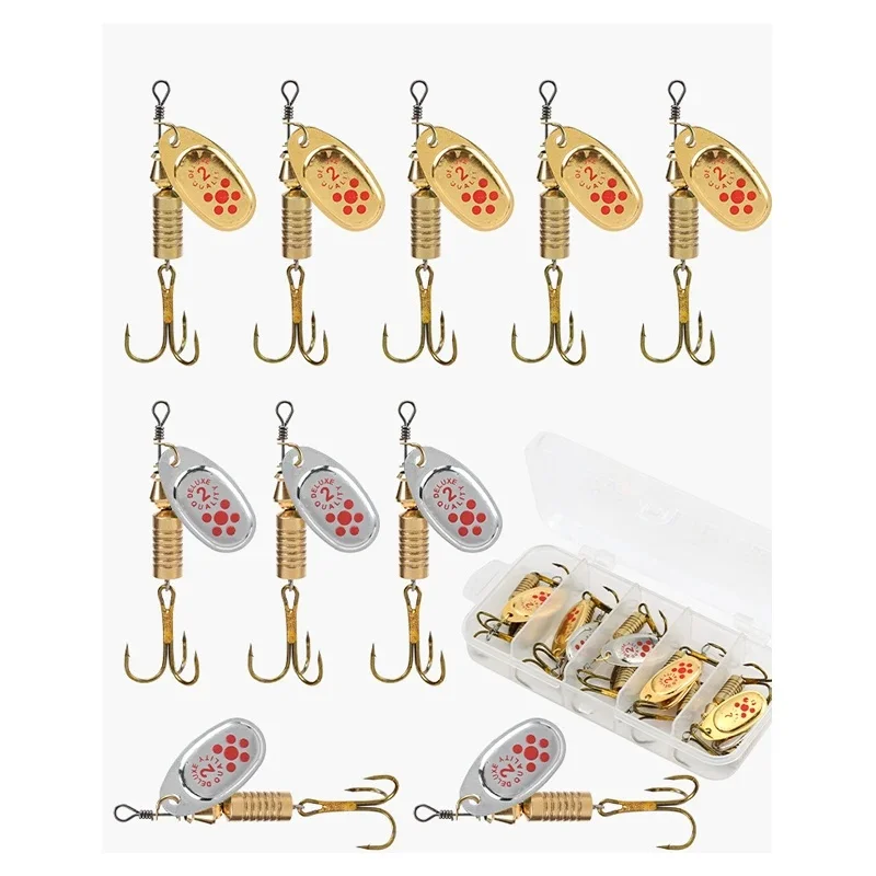 10 Stücke 6,7 cm 7g Spinner Löffel Metallköder Angelköder Pailletten Crankbait Löffel Köder für Bass Forelle Barsch Hecht Rotierend