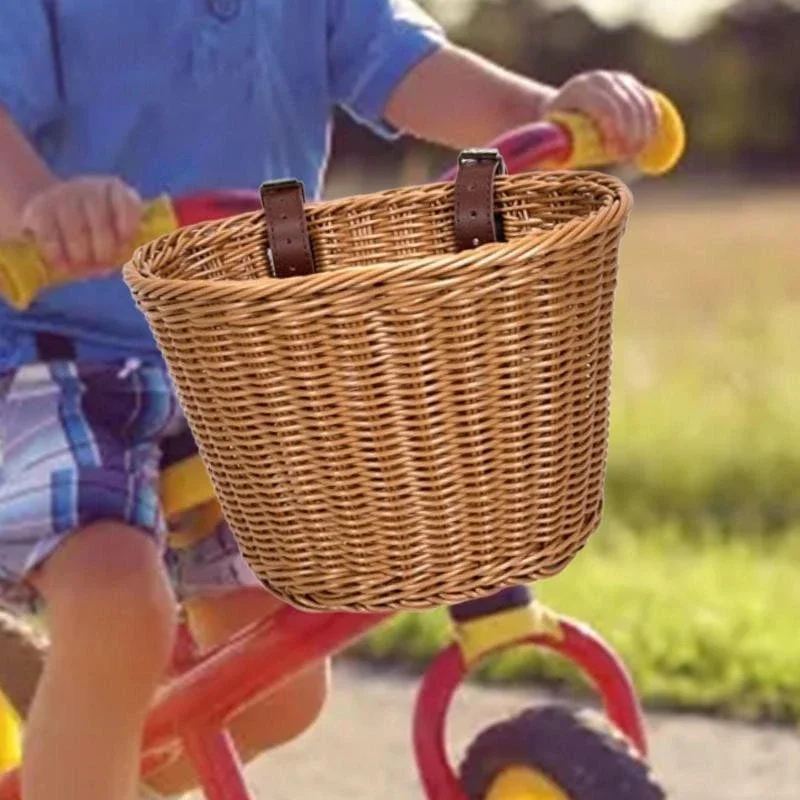 AliExpress NONE Bicycle Basket Rattan Woven Bike Storage Front Handlebar Basket Removable Waterproof Bicycle Pannier Basket Kid Bike Carrier Bag