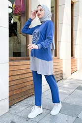 無地のイスラム教徒の服,パンツ,チュニック,イスラムの服,ファッショナブル,20220027