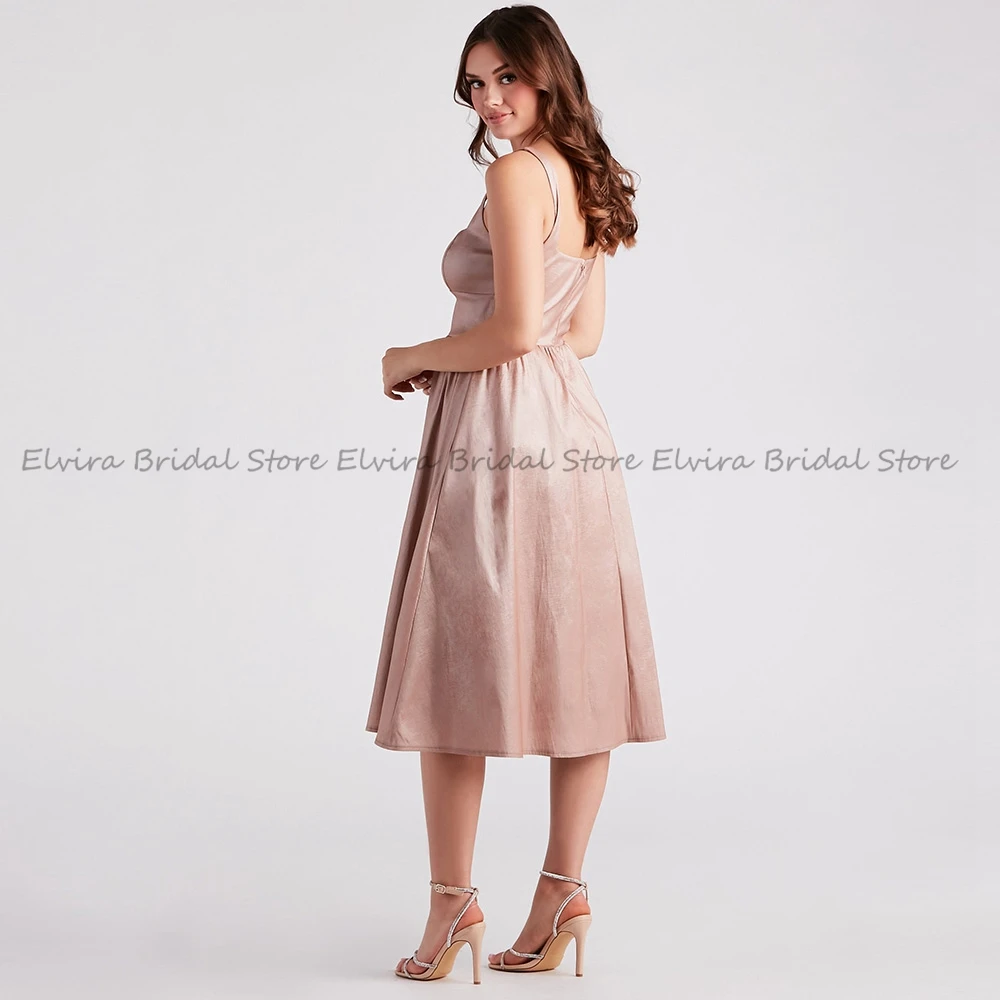 Elegante knielange Abschluss kleider Damen Satin A-Linie Pink mit träger losen ärmellosen rücken freien 2023 formale vestido de fiesta