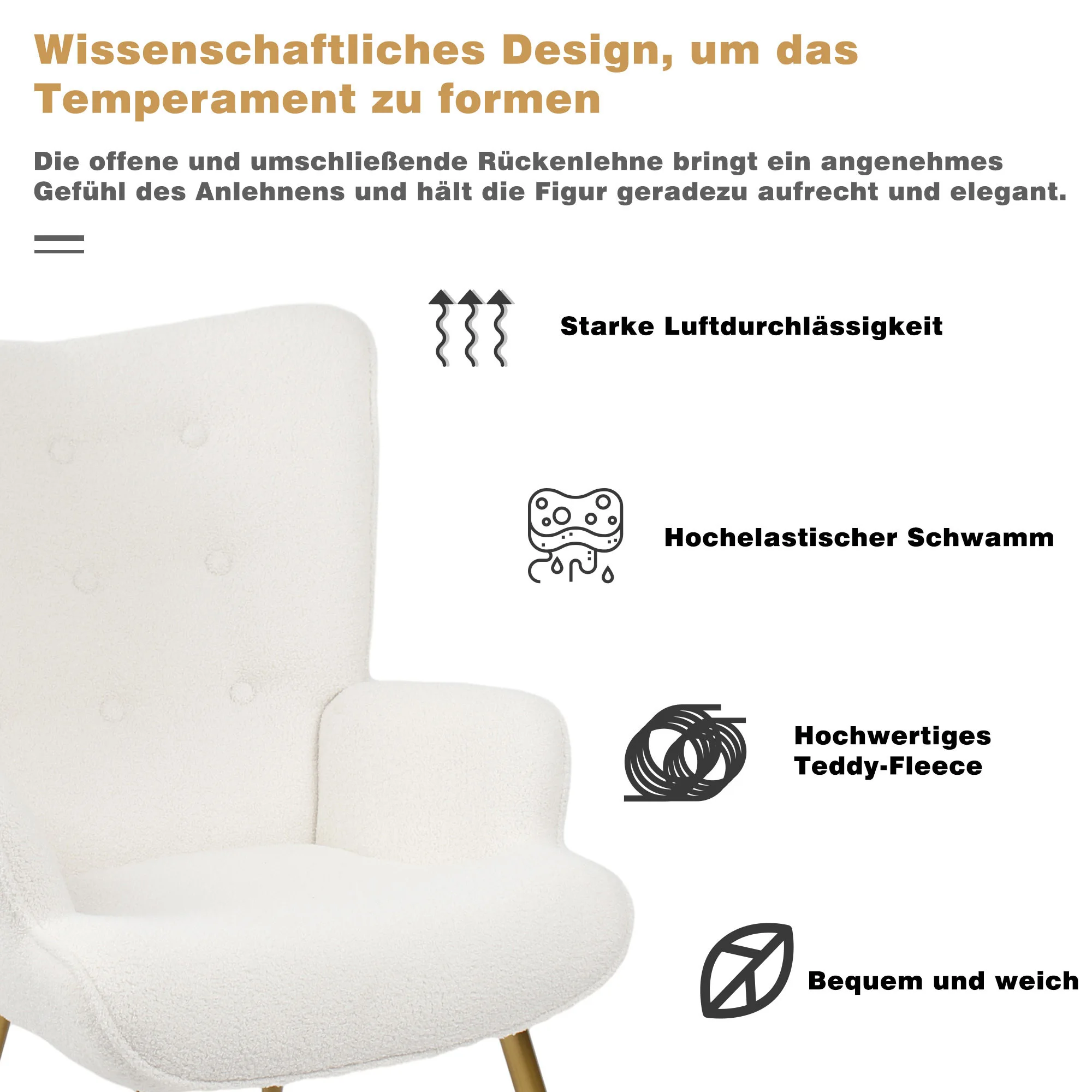 Silla de Lambswool para enfermería, sillón de relajación con reposapiés, sala de estar, TV, tapizado