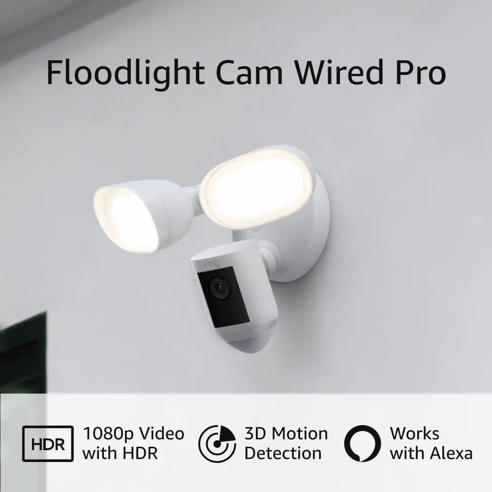 

Wired Pro Ring Floodlight Cam with Bird's Eye View, 3D Motion Detection