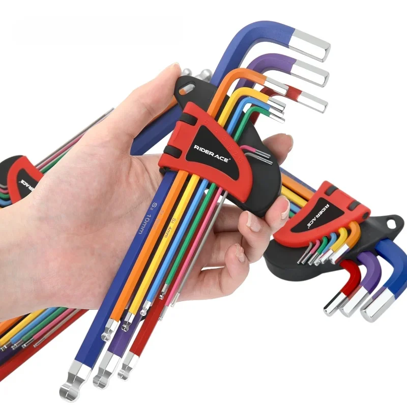 AliExpress riderace RIDERACE Bicycle Hex Key Set S2 CR-V Steel Service Wrench Colorful Hexagon Spanner Flat Ball Opening MTB Bike Repair Tool Kit