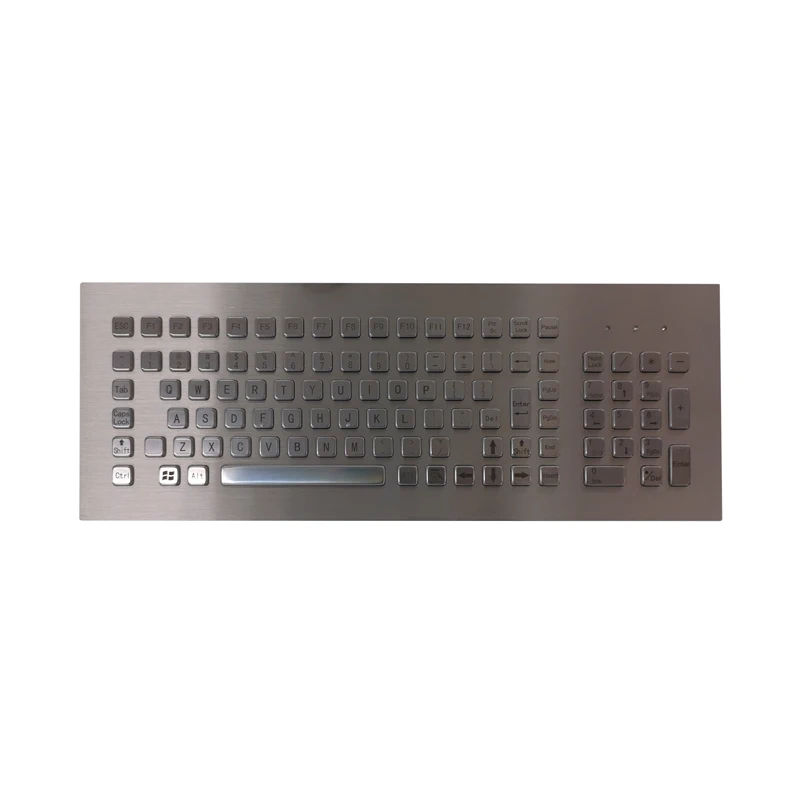 

103 Keys IP65 Waterproof Rugged Front Panel Mount Industrial Metal Keyboard With Number Keypad USB Interface