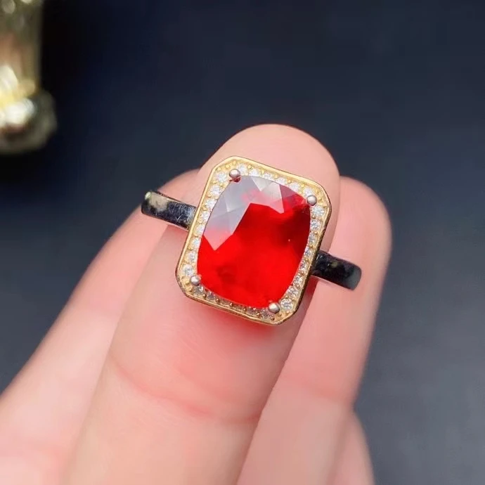 

High-end Jewelry 100% Natural Gemstone 925 Sterling Silver Garnet Women's Ring Party Gift Marry Wedding Birthday Got Engaged New