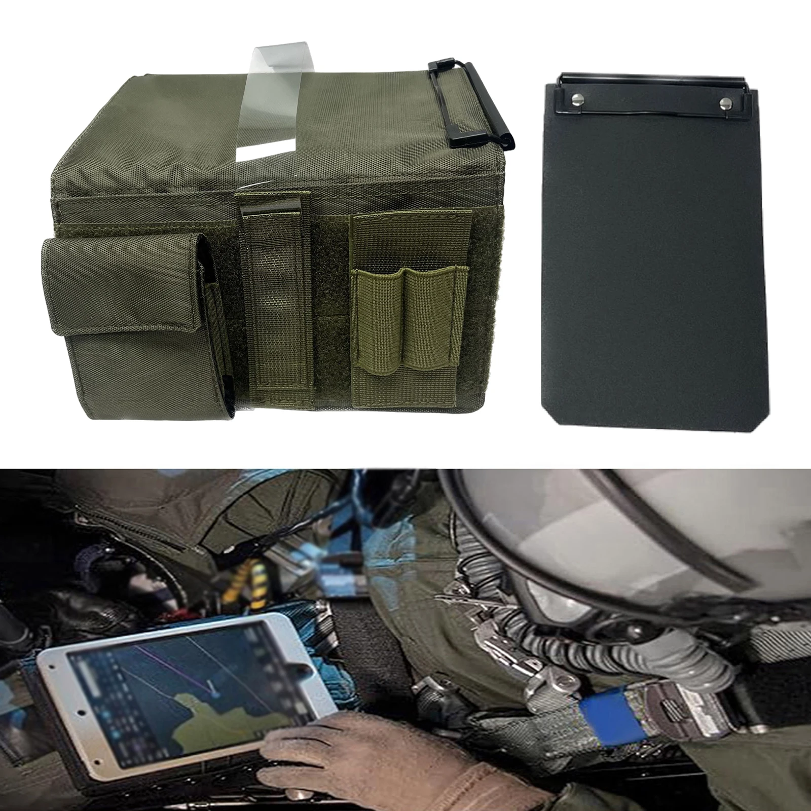 Professional Pilot Kneeboard with Notepad Holder Adjustable Leg Strap for Aviation Flight Planning Made of Durable Oxford Cloth