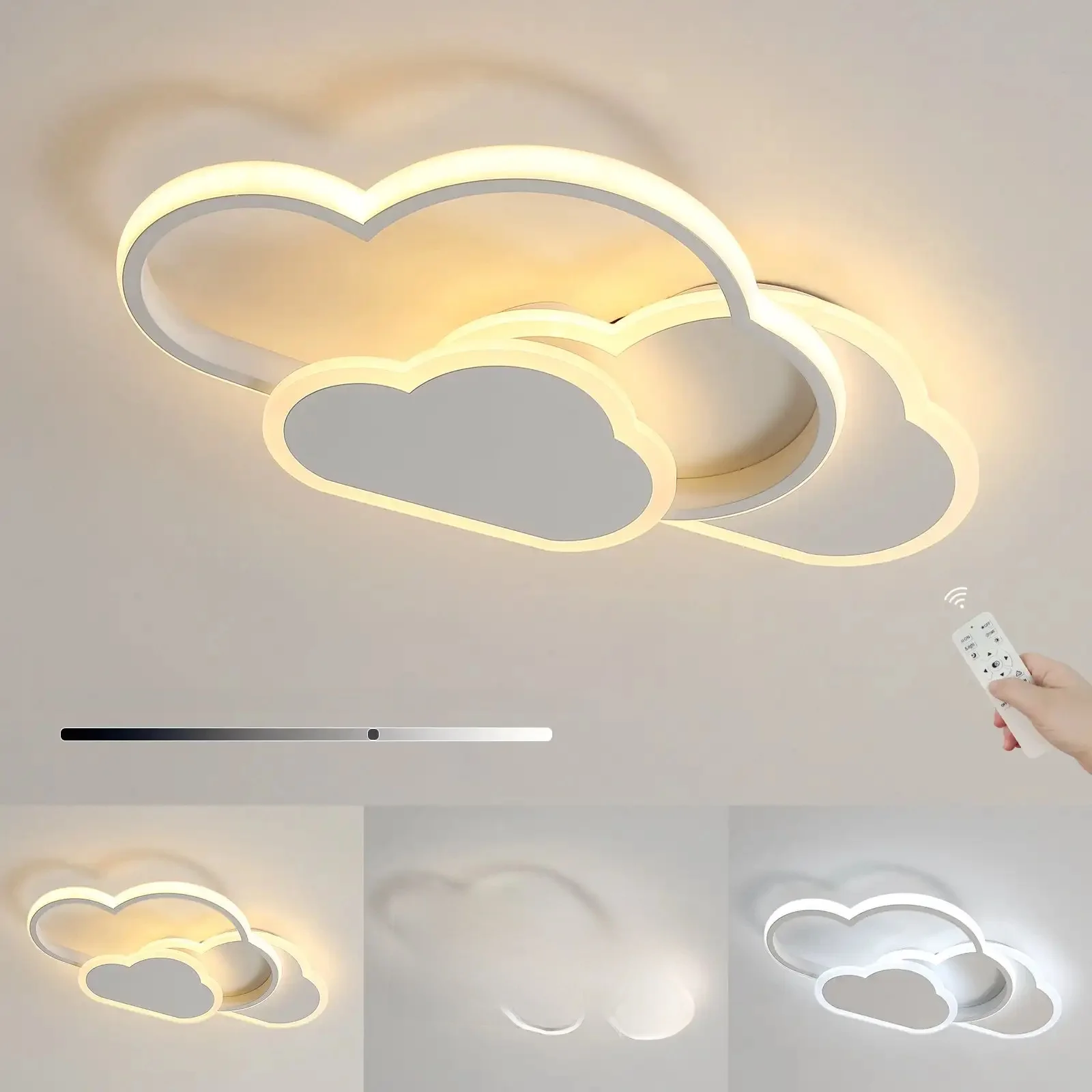 DELIPOP Plafonnier LED Cloud 32W, lampe de plafond créative avec télécommande à intensité variable 3000-6500k 2800strada, pour salon 4