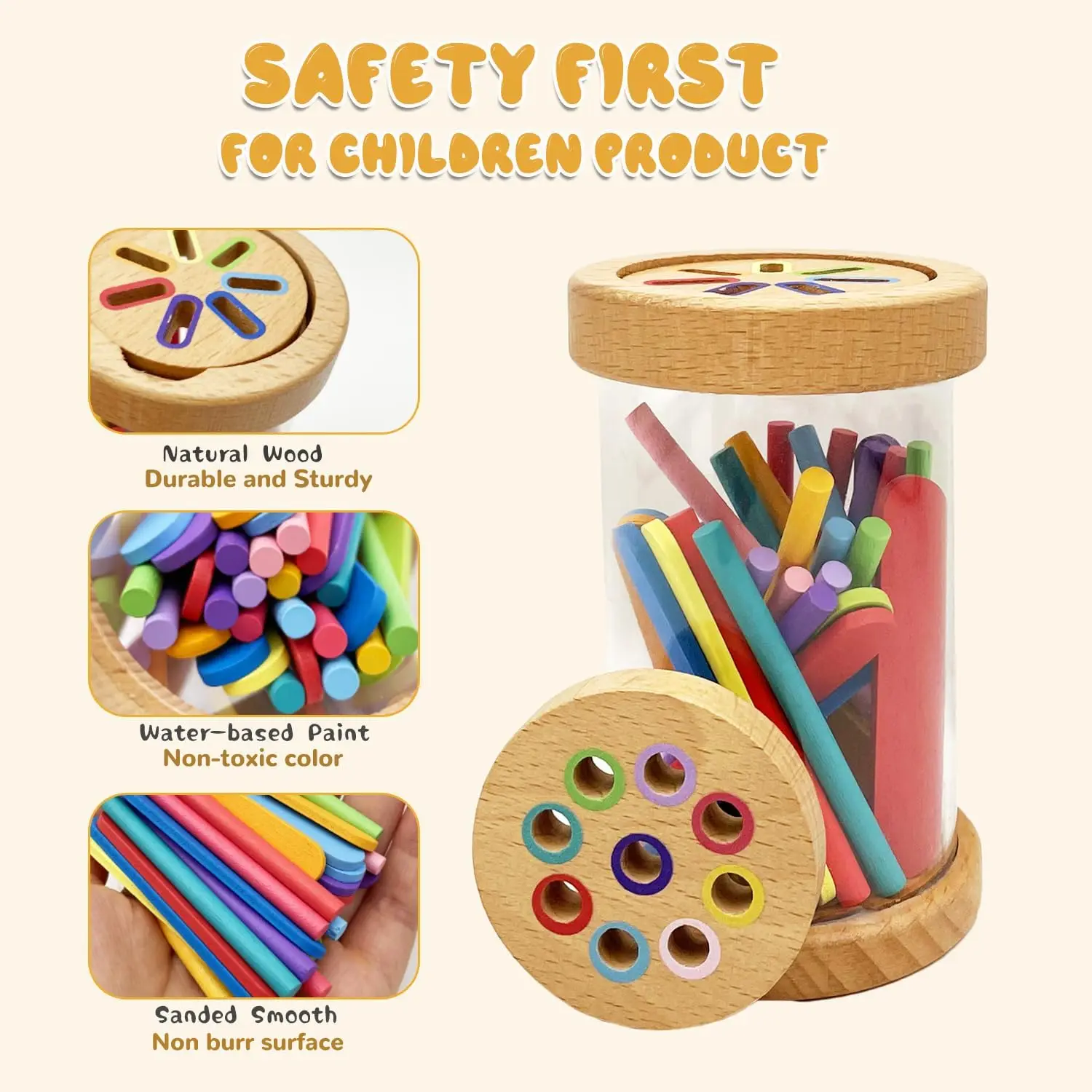 Montessori Color Matching Toys Wooden Color Sorting Stick Balance Toy Fine Motor Skills Math Learning Educational Toys Kids Gift