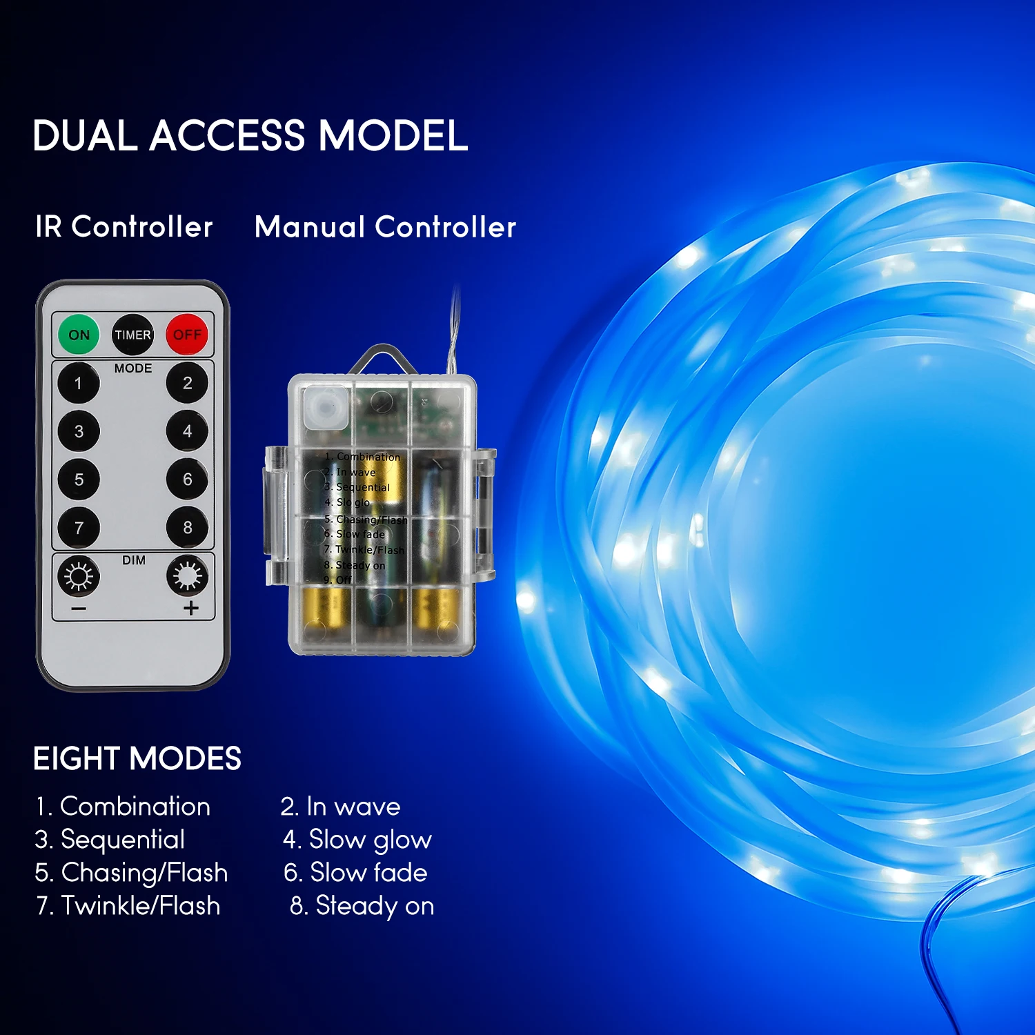 LED Rope Lights, 33ft 100LEDs Fairy String Light, Weatherproof Fairy String Lighting, Christmas Party Indoor, Blue