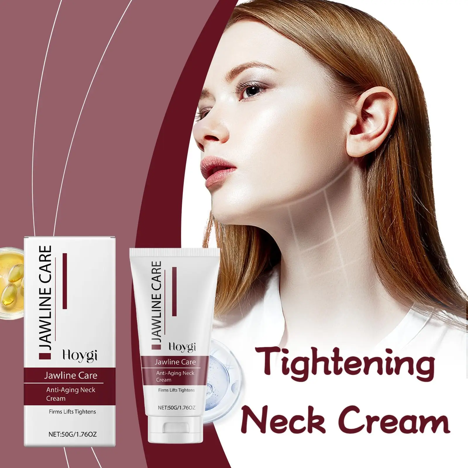 Hoygi 50g Tightening Neck Cream Jawline Care Tighten Double Chin Firming Moisturizer Neck Rejuvenation Shaping Swan Neck Cream