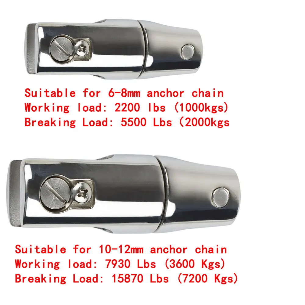 Conector giratorio de ancla de barco, accesorio marino de acero inoxidable 316, cadena de 6mm-8mm/10mm-12mm