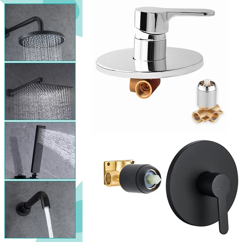 

Shower Valves Wall Mount Brass Shower Faucet Body Rough-In Valve Bathroom Trim Kit Single Handle Tub Shower Valve Mixer