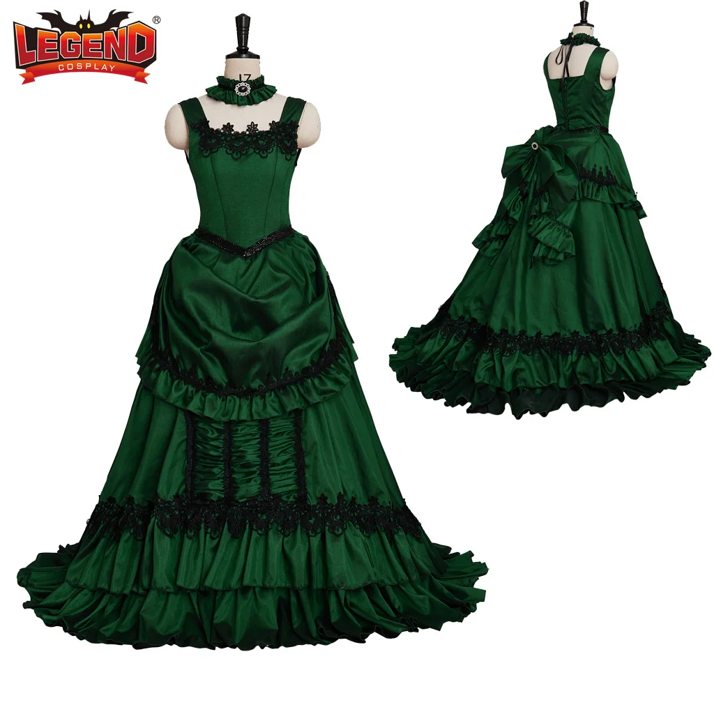 

Interview with The Vampire Cosplay Costume Bustle Gown Dress Medieval Gothic Victorian Women Green Satin Civil War Ball Gown