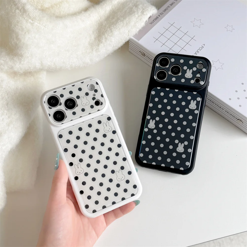 

Korean INS Fashion Polka Dot Miffy Phone case for iPhone 16 17 Pro Max 17 16 15 Pro 16 Pro Cover Kawaii Cartoon Shockproof Funda