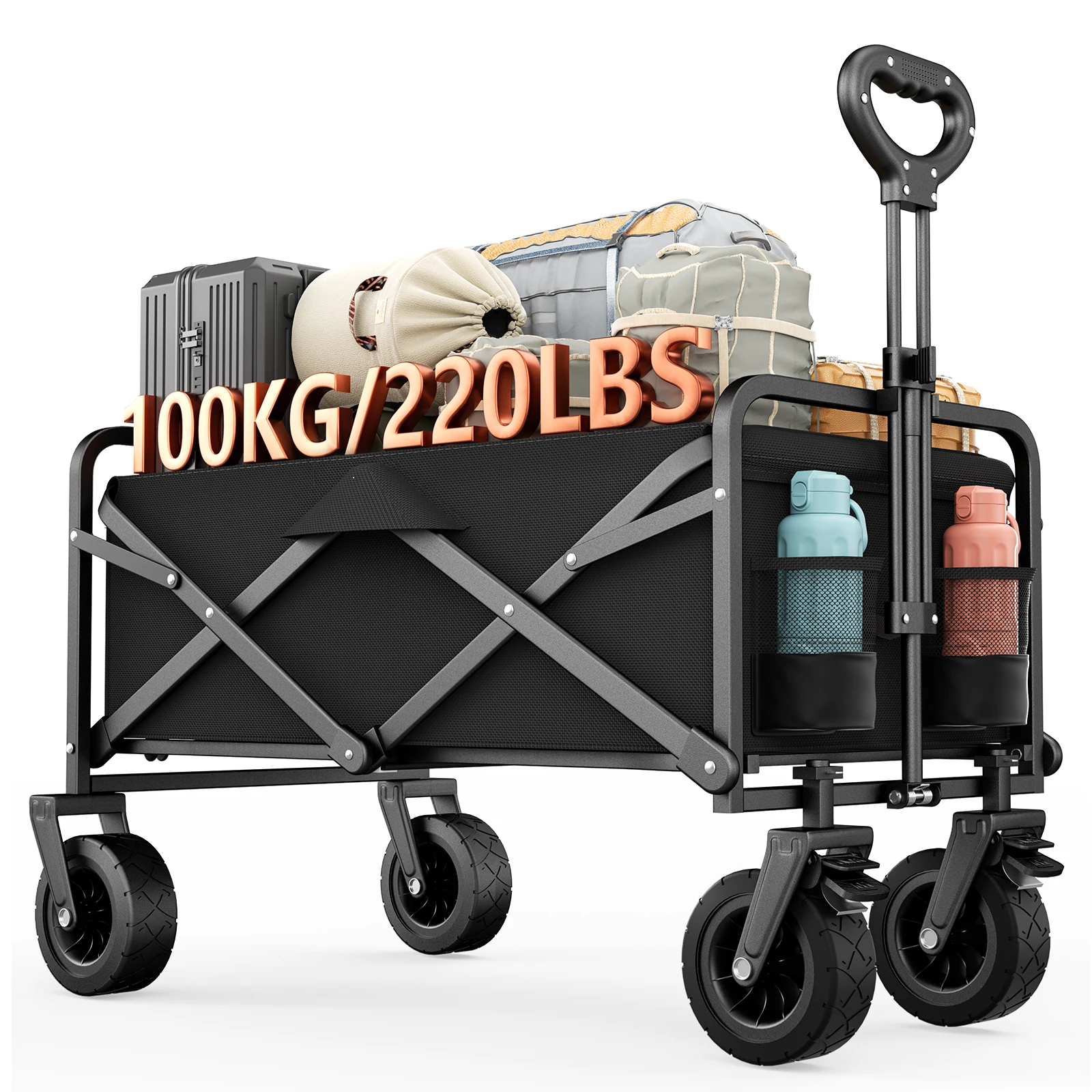 Carrito Plegable Portátil de 100L/70L para Picnic, Camping, Compras y Playa, Resistente y Plegable