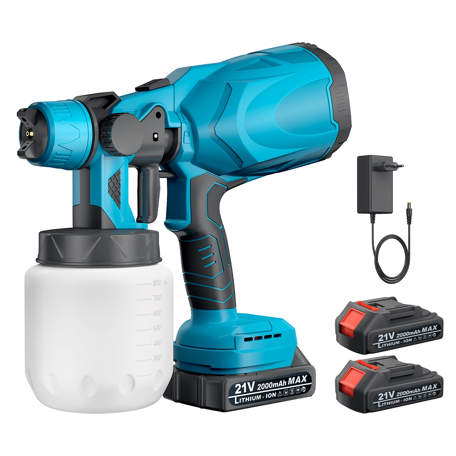 Pistolet de pulvérisation électrique sans fil 800ML, pulvérisateur de peinture portable pour la maison, aérographe pour revêtement de meubles et d'acier, compatible avec batterie Makita 18V