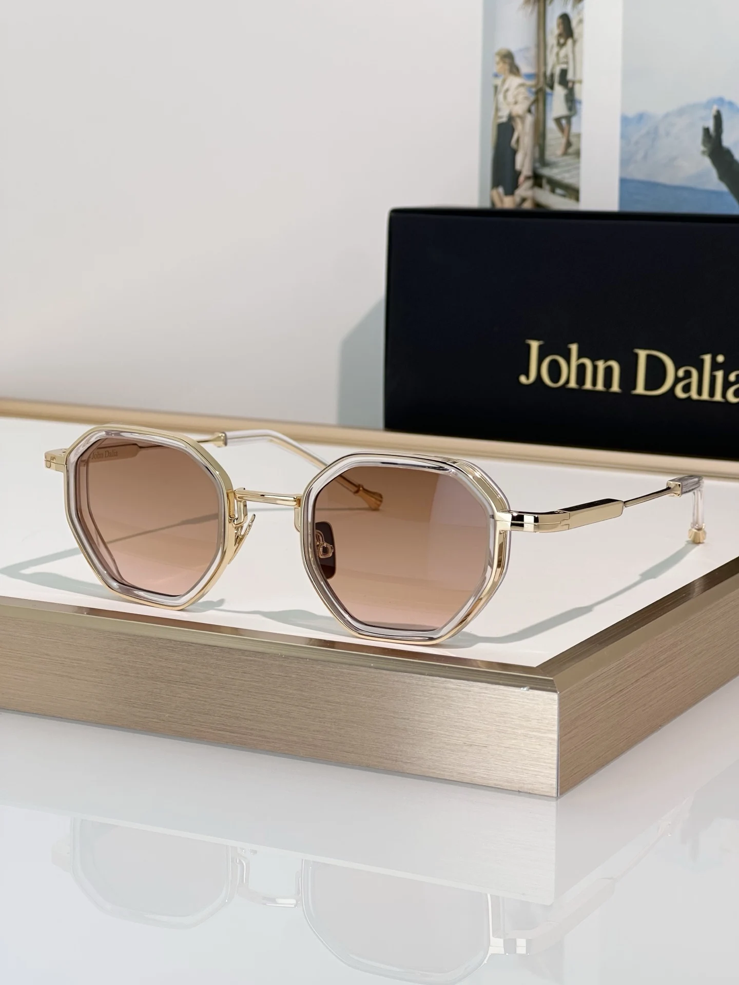 Originele ontwerper Nieuw voor JOHN DALIA JD Harrison Mode-zonnebril Vrije tijd Zakelijk Trendy Heren Dames Paarbril met doos