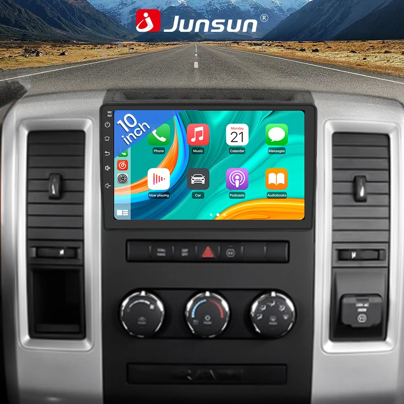 junsun Car Radio Stereo Upgrade for Jeep Wrangler JK 2007-2018 Dodge Ram Android 13 with Wireless CarPlay Android Auto