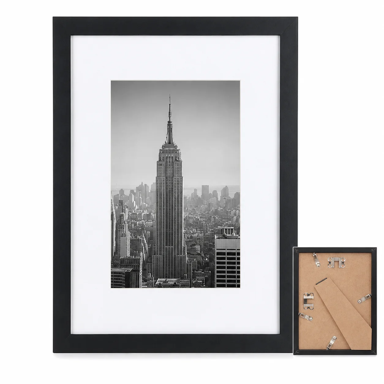 Black Frame with Empire State Building Print Modern Wall Art for Living Room Office Decor