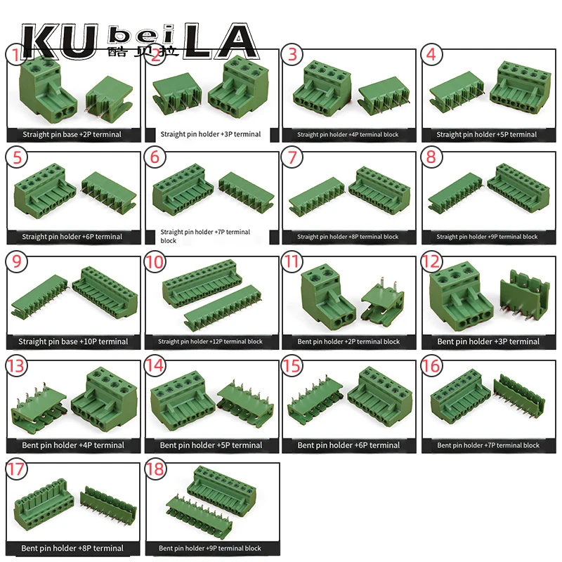 KF2EDGK 5.08mm pull-out terminal block pcb connector 2P/3/4/5/10/12P straight curved pin block