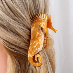 1pc Acrylic Hippocampi Hair Claw Back Head Hair Clip Non-slip Large Shark Claw Hair Accessories