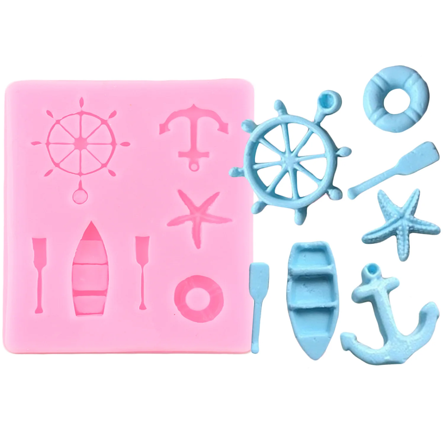 Rudder Anchor Sailing Boat Silicone Mold Hook Lifebuoy Fondant Molds Cake Decorating Tools Seagull Chocolate Candy Clay Moulds