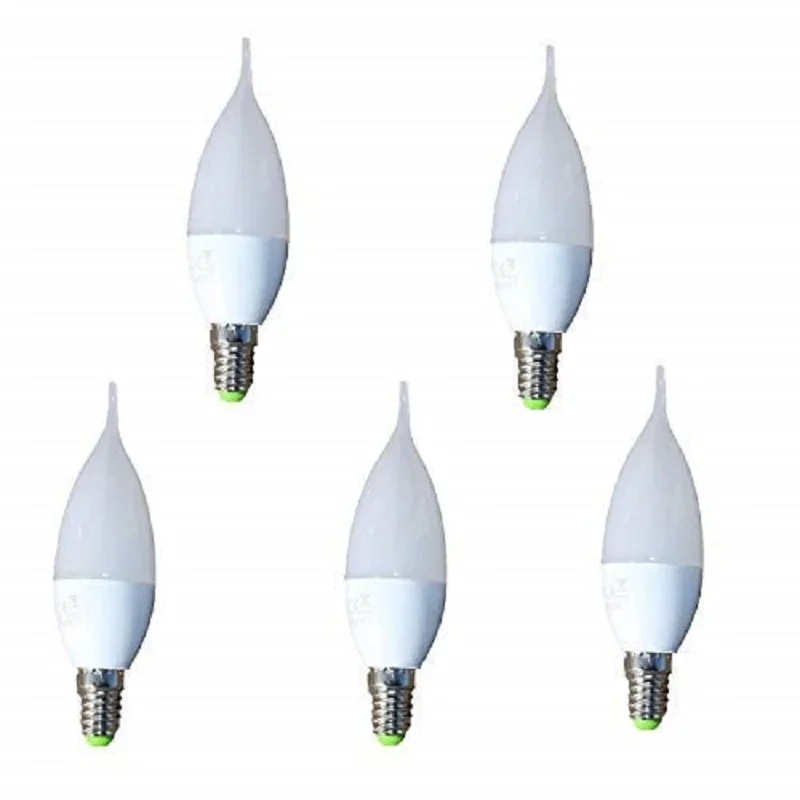 Bombilla led tipo llama 6w 220-240v e14 6400k 5 (pacote)
