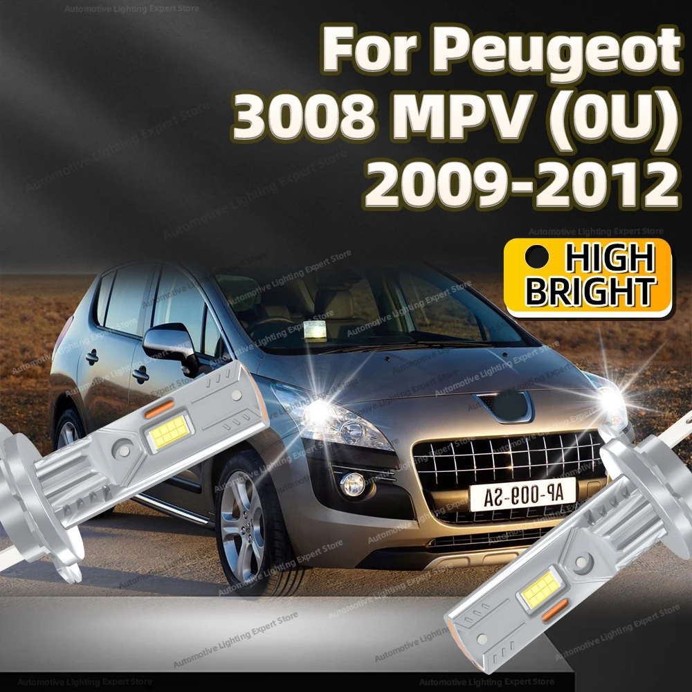 

2/4Pcs 6000K LED Bulb Headlight Wireless 25000LM Car Headlamp Auto Lamp For Peugeot 3008 MPV 0U 2009-2012 2010 2011