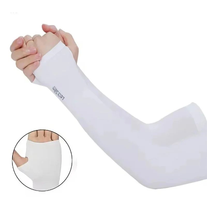 AliExpress Lotank 2025 Spring and Summer New Finger Sleeves Cool Wear High Elasticity Outdoor Cycling No Finger Fishing Customized Ice Silk Sleeve