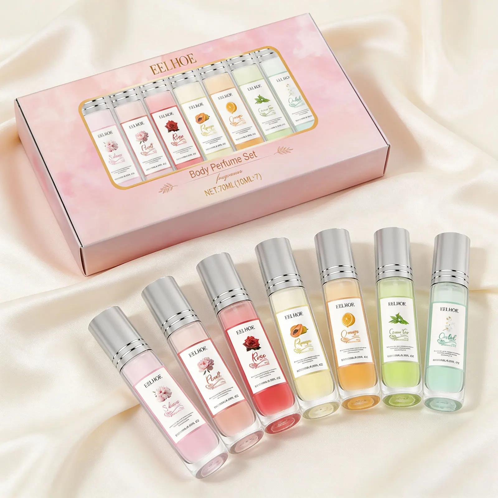 

Набор элегантных парфюмов для тела Eelhoe 10 мл x 7, стойкий легкий аромат, очарование, подарок на День святого Валентина, цветочный аромат.