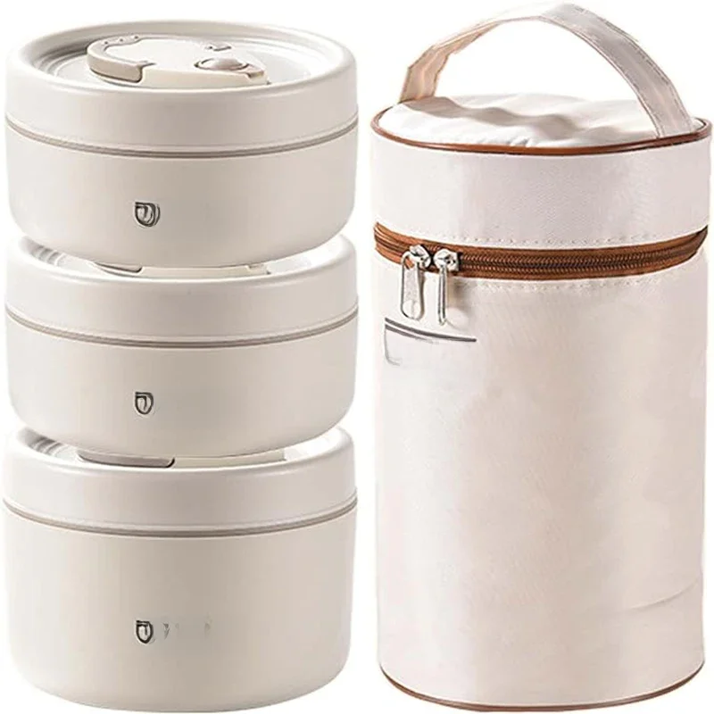 Ensemble de récipients à déjeuner isolés portables avec boîte à déjeuner thermique 3 récipients à déjeuner empilables séparés pour enfants adultes