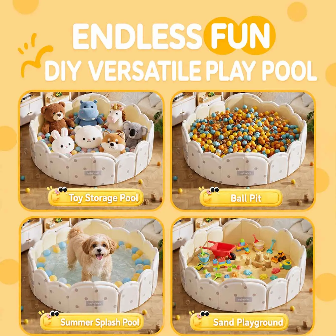 1PC Foldable Playpen Swimming Pool Ball Pit Indoor Outdoor Inflatable Play Yard Activity Center Safety Fence Toy Storage Sandbox