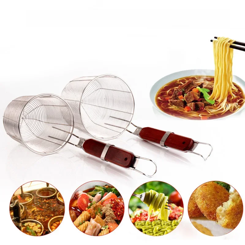 Passoire à nouilles en acier inoxydable, panier à mailles, friteuse, sèche-frites, panier à légumes, passoire d'évier pour la cuisine