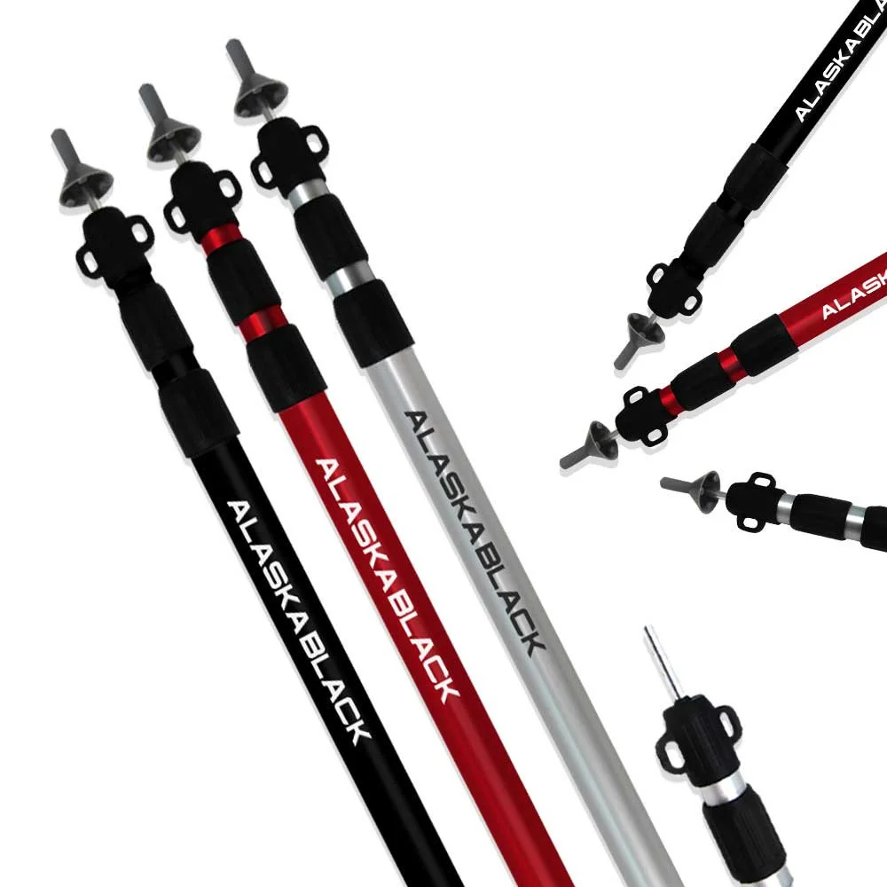 Alaska Black Slide Aluminum Pole Camping Tent Tarp Height adjustable variable Pole three-speed four-speed, 230cm 280cm