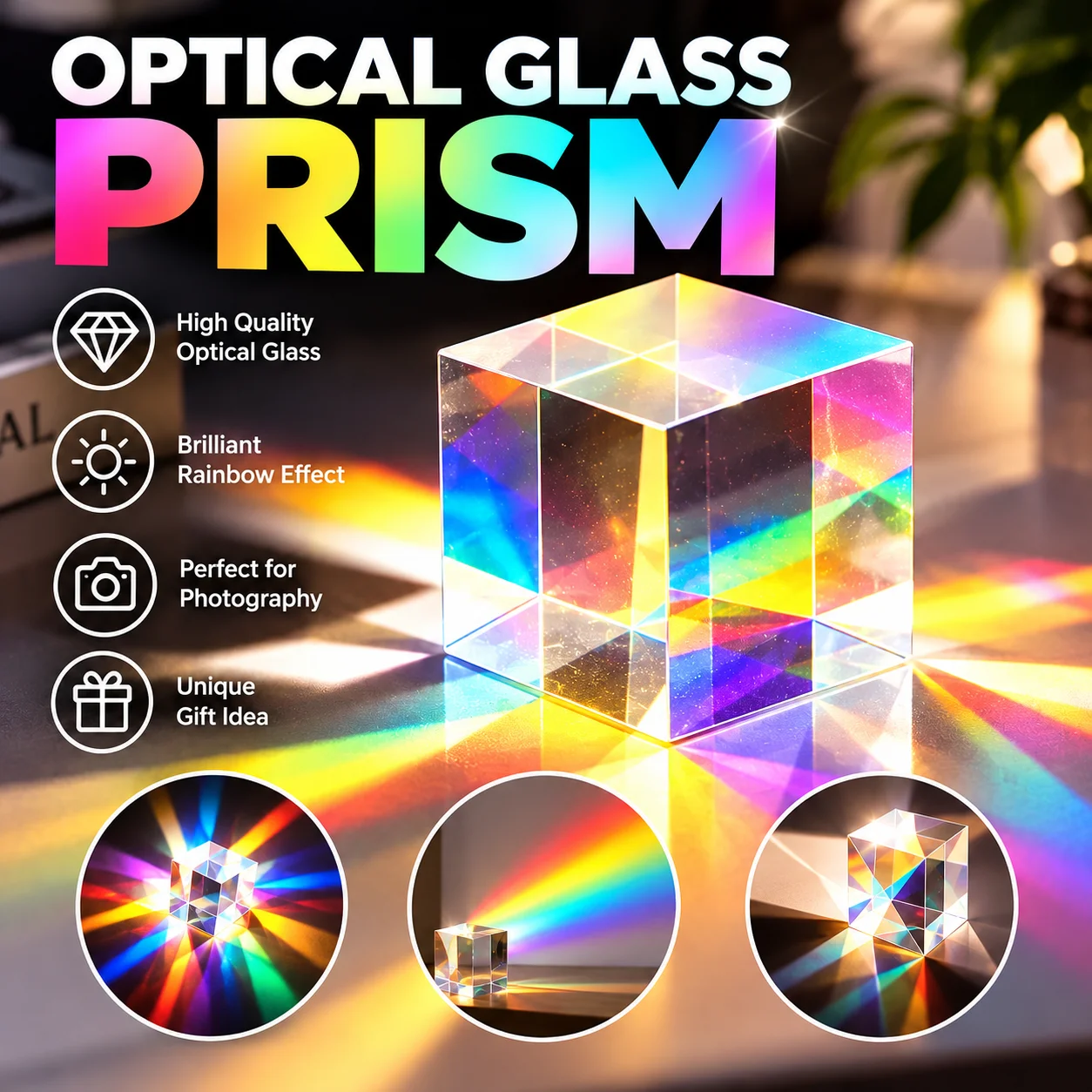 K9 Optical Glass X-Cube Prism 15mm 20mm 23mm RGB Color Combining Beam Splitting Prism for Optical Experiments and Photography