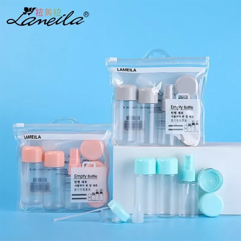 

Travel Repeatable Split Bottle 8-piece Set Portable Cosmetics spray lotion Facial Cleanser Bath Dew Empty Container Split Bottle