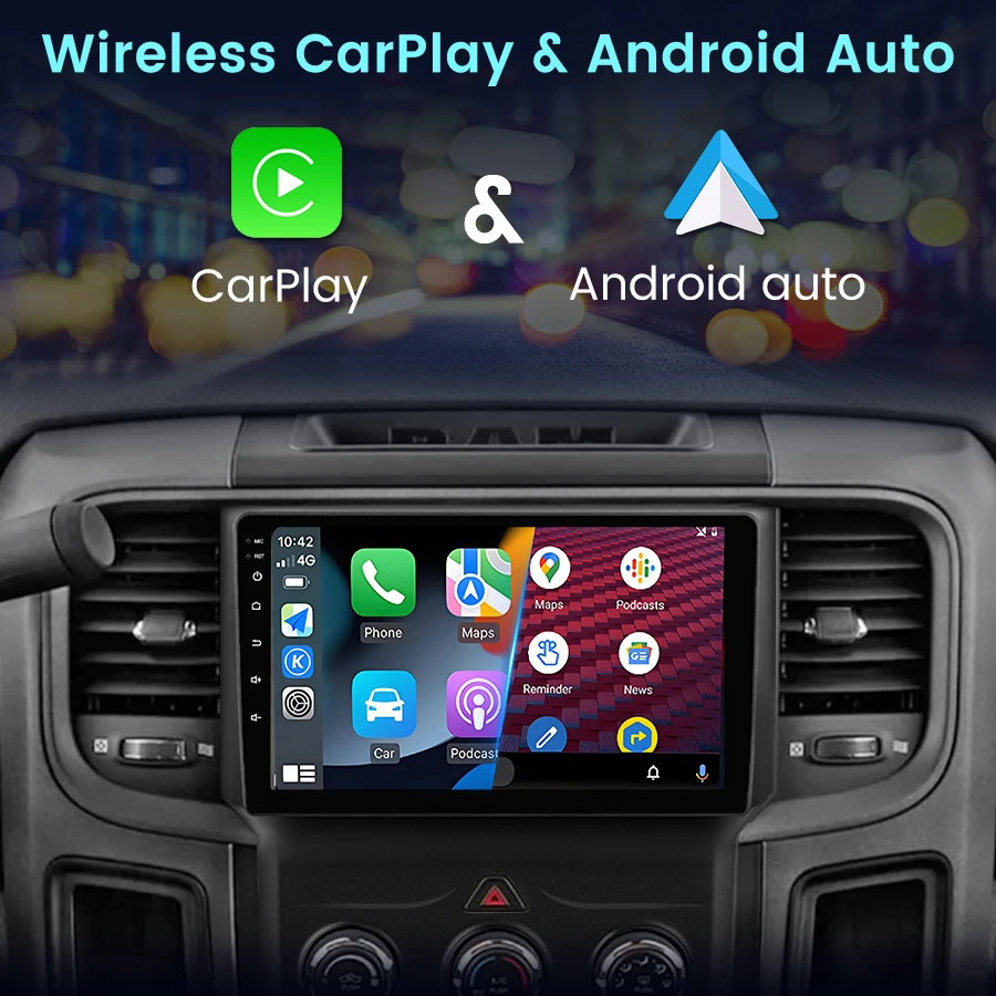 Bezprzewodowe radio CarPlay Android 12 Junsun dla Dodge RAM 1500 2500 3500 2013-2018 Nawigacja GPS Stereo Inteligentne systemy samochodowe