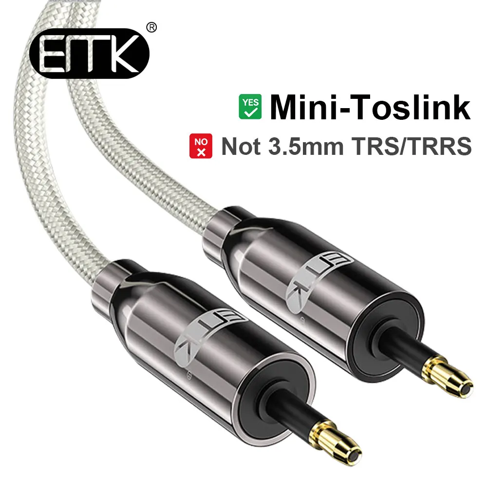 EMK Optical Cable 3.5 Mini Toslink to Toslink Cable Digital SPDIF Fiber Optical Audio Cable Toslink 3.5 to 3.5 Audio Cable 1m 2m