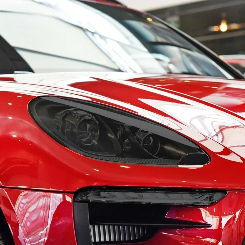 2 x Folia ochronna tylnych świateł samochodowych do Porsche Macan 2018 2019 2020 Dymna czarna przezroczysta naklejka ochronna TPU — zdjęcie 2