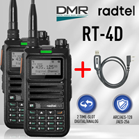 2pcs Radtel RT-4D DMR Digital Walkie Talkie Dual Mode Analog/Digital Radio Dual Time Slot 1024 Channels + Programming Cable