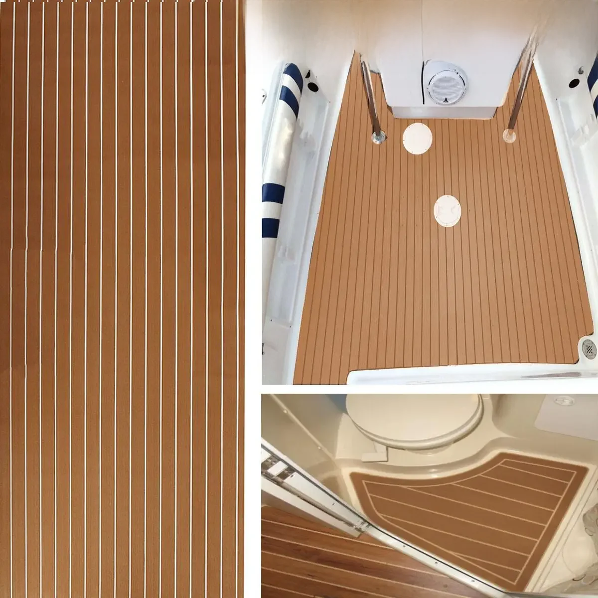 2400X90/600Mm Bruine Eva Foam Boot Vloeren Faux Teak Decking Blad Pad Voor Jacht Auto Marine Boot Decor Anti Slip Mat - afbeelding 2